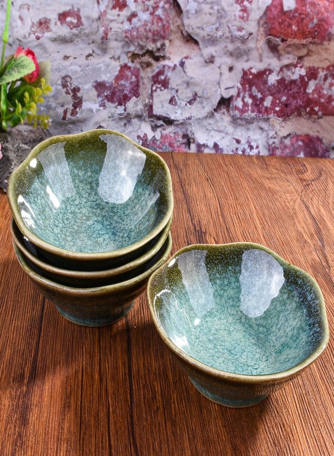 BOSILI Ceramic Side Dishes Sauce Bowls Sushi Dish, 4 Inch Diameter, Turquoise Green Glaze, Set of 6 - Image 2