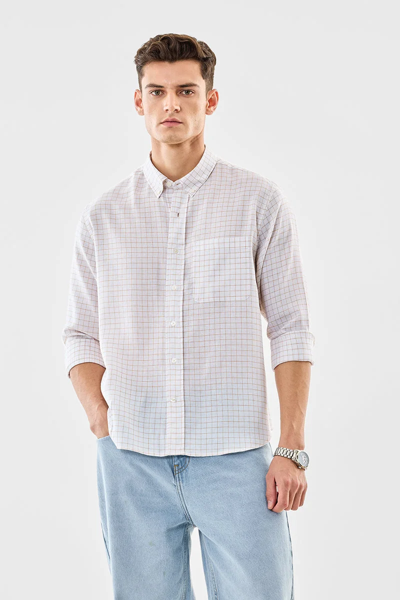 SNITCH قميص كتان كاروهات بقصة عادية