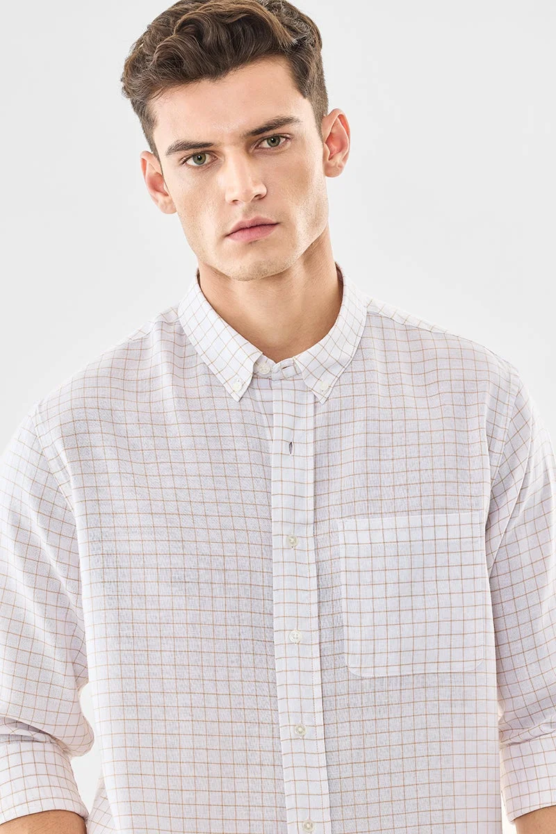 سنيتش قميص كتان كاروهات بقصة عادية