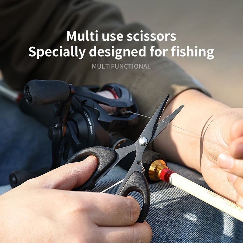 4 Piece Red Fishing Scissors Kit Professional Line Scissors Wire Cutters Sheet Cutters Outdoor Multi Function Serrated Scissors With Protective Cover And Spring Lanyard - Image 3