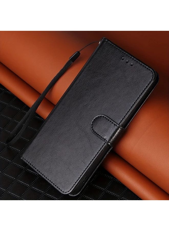 White Faux Leather Phone Case with Card Holder Stand and Wrist Strap for IPhone X XS - Image 1