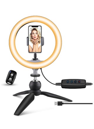 10 Inch LED Ring Light with Tripod Stand for Mobile Phone Dimmable Lighting Perfect for Makeup, Live Streaming, YouTube, Photography with 3 Lighting Modes and 11 Brightness Levels - pzsku/Z29CEC61CE9259AC2C75EZ/45/1741432385/cc13dd22-ce82-485e-8f66-6f16e7660478
