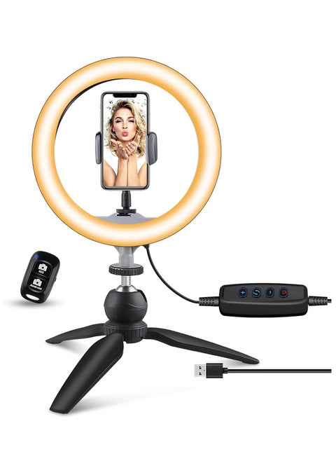 10 Inch LED Ring Light with Tripod Stand for Mobile Phone Dimmable Lighting Perfect for Makeup, Live Streaming, YouTube, Photography with 3 Lighting Modes and 11 Brightness Levels