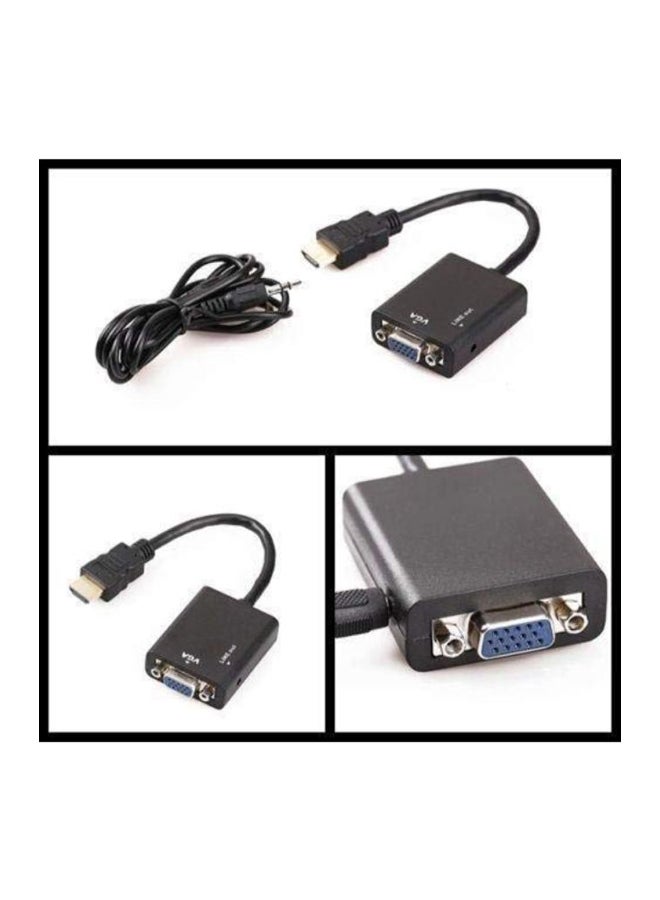 1080P HDMI Male To VGA Female HD Video Converter Cable Adapter For PC Black - Image 2