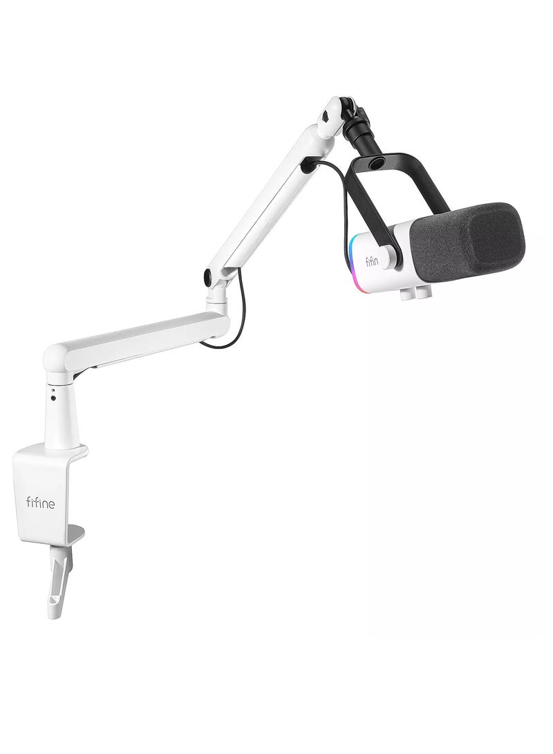 فيفين ميكروفون ديناميكي TAM8W AmpliGame XLR/USB مع حامل ذراع ميكروفون منخفض المستوى BM88 لتسجيل البودكاست وألعاب الكمبيوتر الشخصي مع ضوء RGB وزر كتم الصوت ومقبس سماعات الرأس - Image 3
