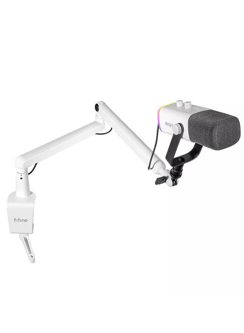 فيفين ميكروفون ديناميكي TAM8W AmpliGame XLR/USB مع حامل ذراع ميكروفون منخفض المستوى BM88 لتسجيل البودكاست وألعاب الكمبيوتر الشخصي مع ضوء RGB وزر كتم الصوت ومقبس سماعات الرأس - Image 4