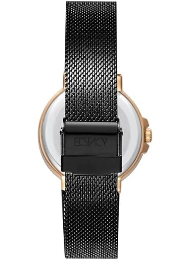ECSTACY Ecstacy Women's VD77 Movement Watch, Multi Function Display and Stainless Steel Strap - E23603-KMBB, Black