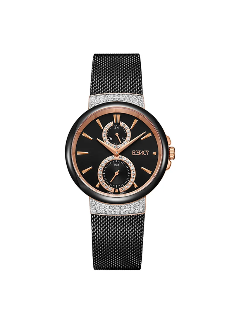إكستاسي Women's Chronograph Round Shape Stainless Steel Wrist Watch E23603-KMBB - 38 Mm