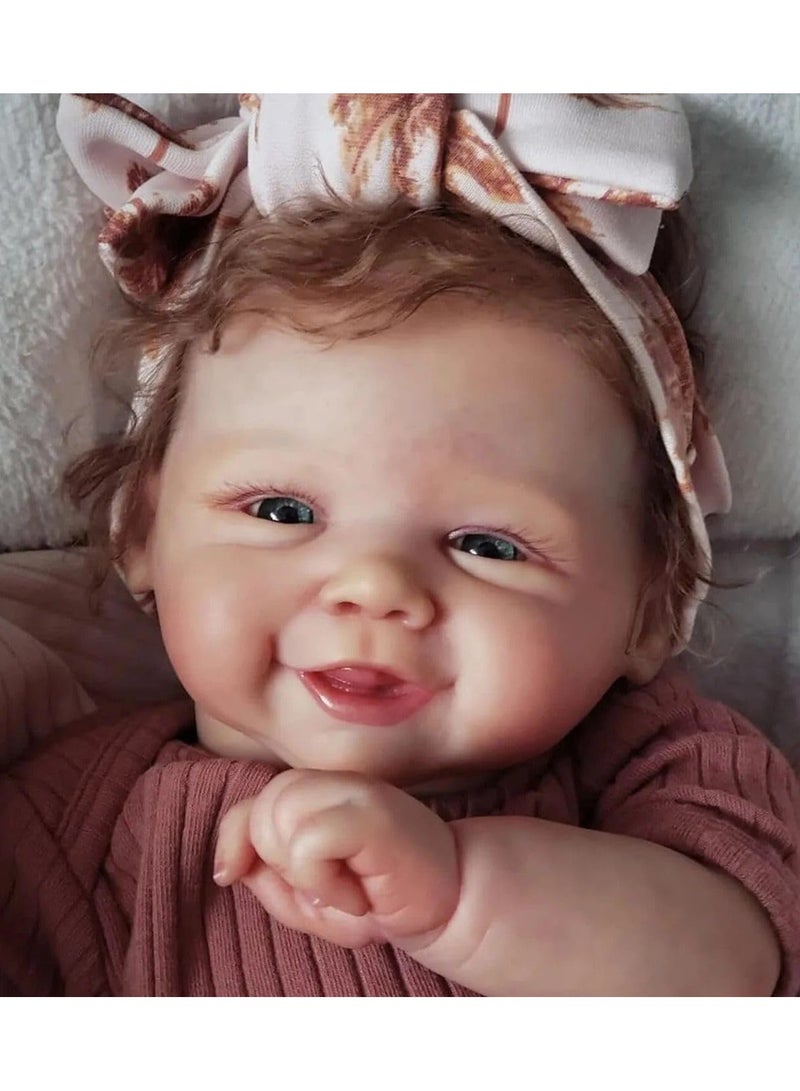 Nano Classic 18 inch 48Cm Reborn Baby Doll Soft cotton body Full Silicone head,hand and legs Newborn real like Baby Doll - Khaki outfit 003 - Image 2