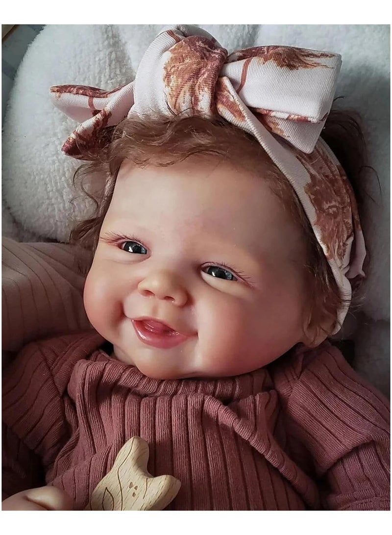 Nano Classic 18 inch 48Cm Reborn Baby Doll Soft cotton body Full Silicone head,hand and legs Newborn real like Baby Doll - Khaki outfit 003 - Image 3