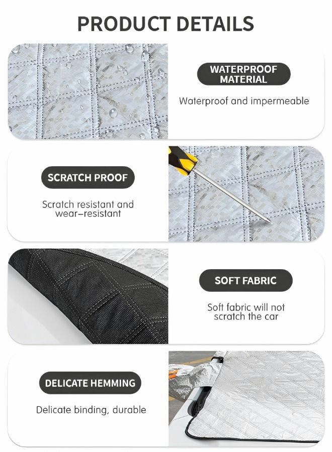 GROIC مظلة شمس للسيارة، واقي شمسي للسيارة، غطاء أمامي للأشعة فوق البنفسجية، غطاء غبار للزجاج الأمامي للسيارة للاستخدام على النافذة الأمامية الخارجية، غطاء ثلج مقاوم للماء والغبار، لوازم السيارات - Image 4