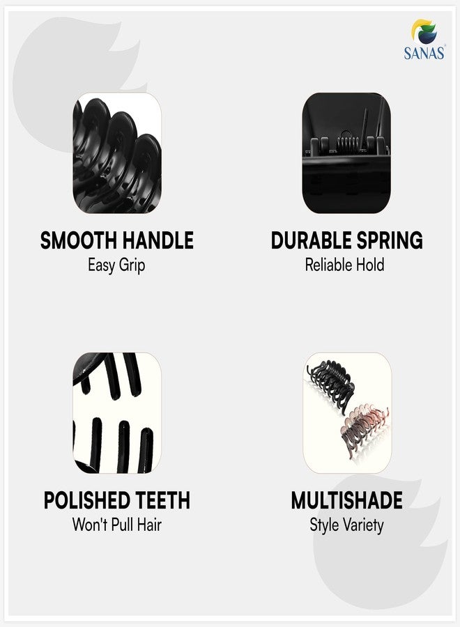 Sanas Hair Clips For Girls (2Pcs) Claw Clip Clutchers For Claw Clips For Women Aesthetic Hair Clips For Women Stylish Korean Fashion Accessories For Girls Teenage (2Pcs) (Versatile Black & Dual Tone) - Image 4