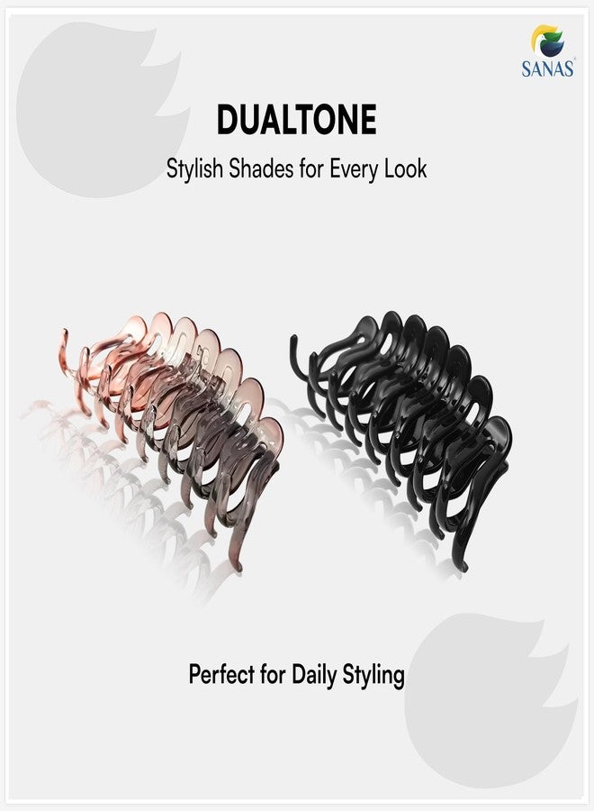 Sanas Hair Clips For Girls (2Pcs) Claw Clip Clutchers For Claw Clips For Women Aesthetic Hair Clips For Women Stylish Korean Fashion Accessories For Girls Teenage (2Pcs) (Versatile Black & Dual Tone) - Image 5