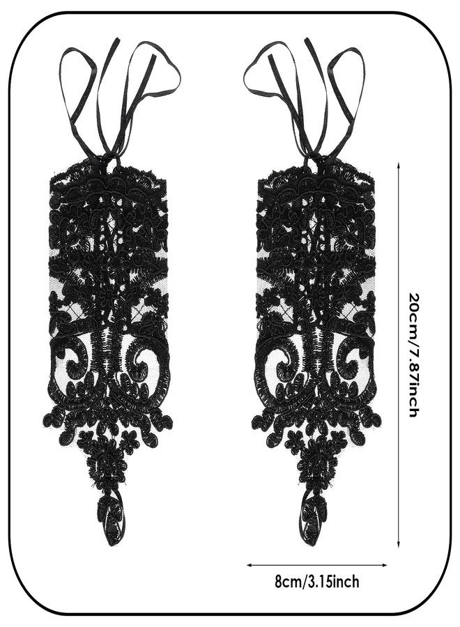 Yolev Women's Short Lace Embroidered Gloves Lace Fingerless Gloves Tea Party Gloves for Opera Prom Masquerade Evening Halloween Dress Accessories - Image 2