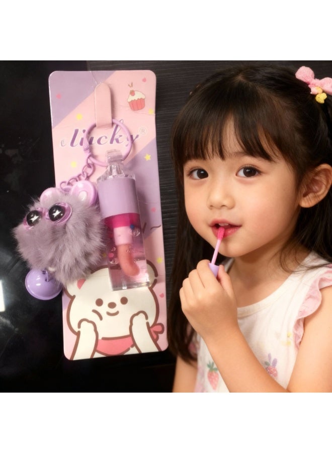 لاكي ملمع شفاه أرجواني لامع مع سلسلة مفاتيح جميلة - Image 2