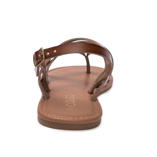 Colgo Women's Summer Strappy Flat Sandals, Adjustable Casual Fisherman Sandal with Open Toe Slingback Gladiator Sandals (7.5,Coffee) - Image 2