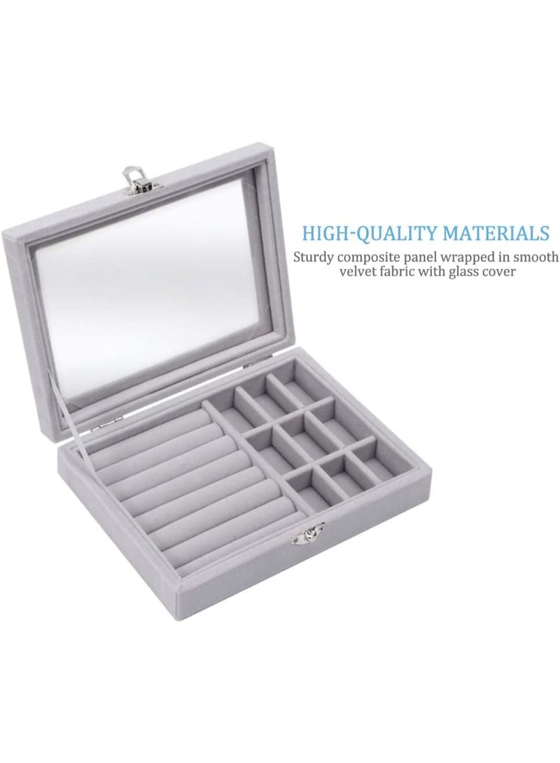 Jewelry Organizer for Rings, Earrings, and Necklaces - Jewelry Box, Travel Jewelry Bag for Women, Jewelry and Accessories Storage Organizer - Grey - 270 - Image 2