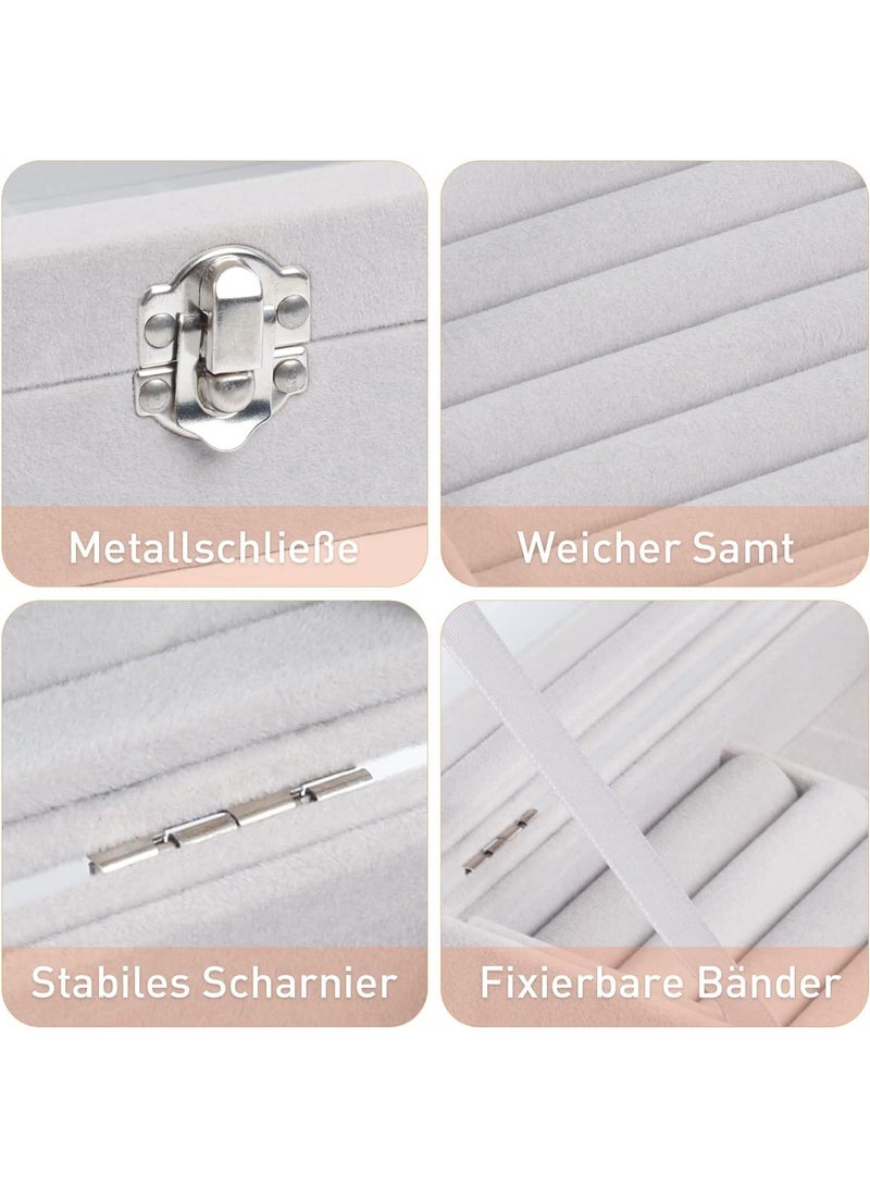 Jewelry Organizer for Rings, Earrings, and Necklaces - Jewelry Box, Travel Jewelry Bag for Women, Jewelry and Accessories Storage Organizer - Grey - 270 - Image 5