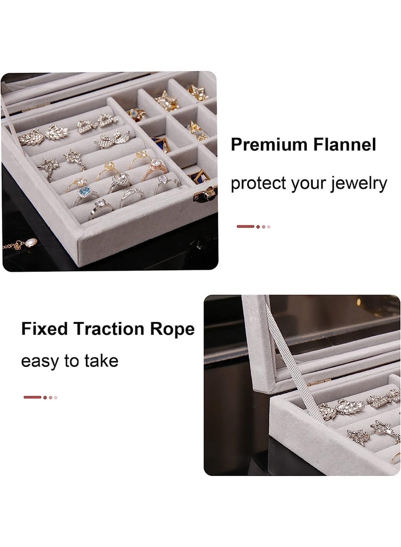 Jewelry Organizer for Rings, Earrings, and Necklaces - Jewelry Box, Travel Jewelry Bag for Women, Jewelry and Accessories Storage Organizer - Grey - 270 - Image 4
