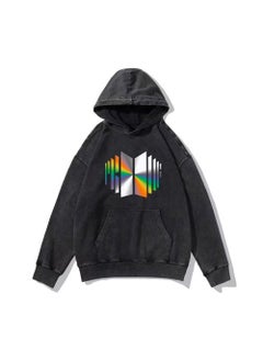 New Hiphop Green Zip Hoodie Men Urban Harajuku Anime Print Long Sleeve 7 Black Washed Old Hoodie