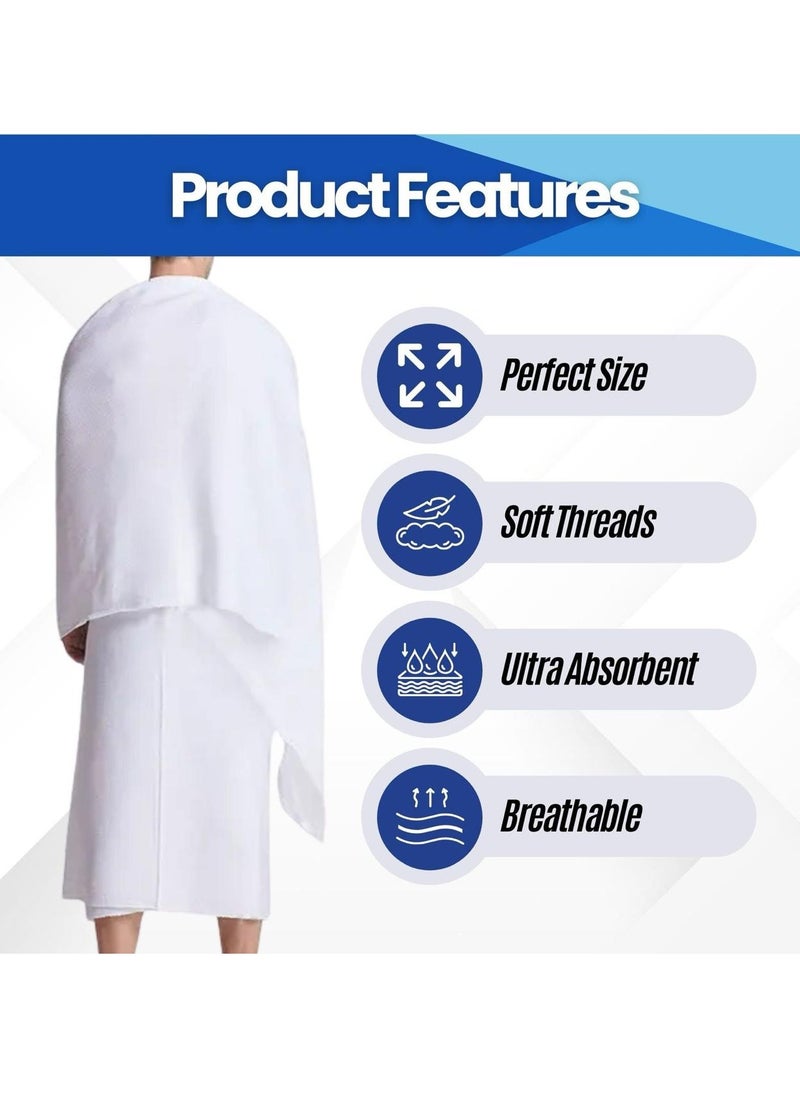 Home Smart Home Smart Ihram 2-Piece for Men Soft Ihram for Hajj and Umrah Lightweight and Ultra Soft Perfect Size 210 x 110 cm  - Image 3