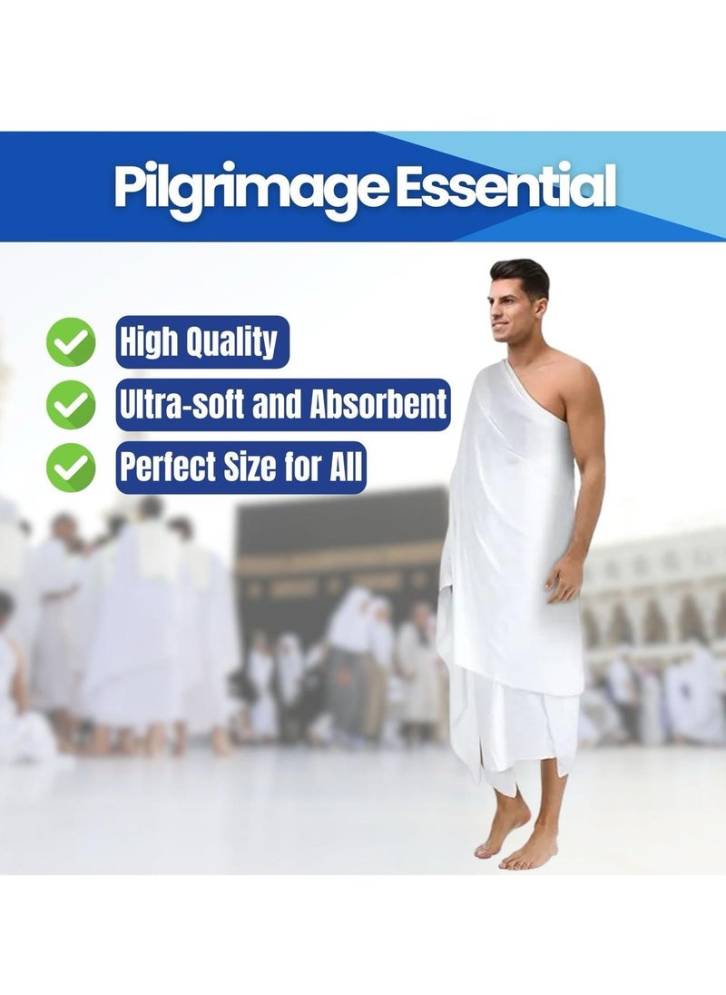 Home Smart Home Smart Ihram 2-Piece for Men Soft Ihram for Hajj and Umrah Lightweight and Ultra Soft Perfect Size 210 x 110 cm  - Image 4