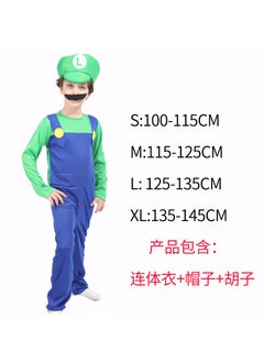 Halloween Cosplay Anime Costume Parent-Child Role Play Childrens Mario Clothes Super Mario Set Unique Special Purpose Clothing Green Boy Mario Pants