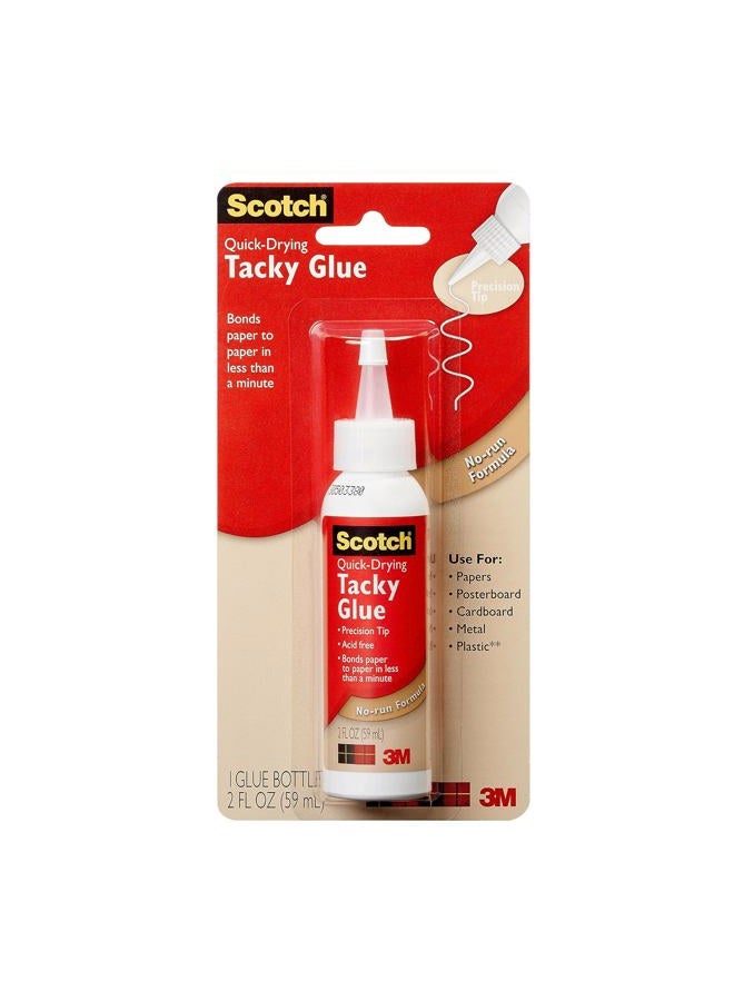Scotch  3M Commercial Office Supply Div. Products - Tacky Glue, Quick Drying, Dries Clear, Nontoxic, Acid-free, 2 oz - Sold as 1 PK - Scotch Quick-drying Tacky Glue offers an ideal way to bond papers, foam - Image 1