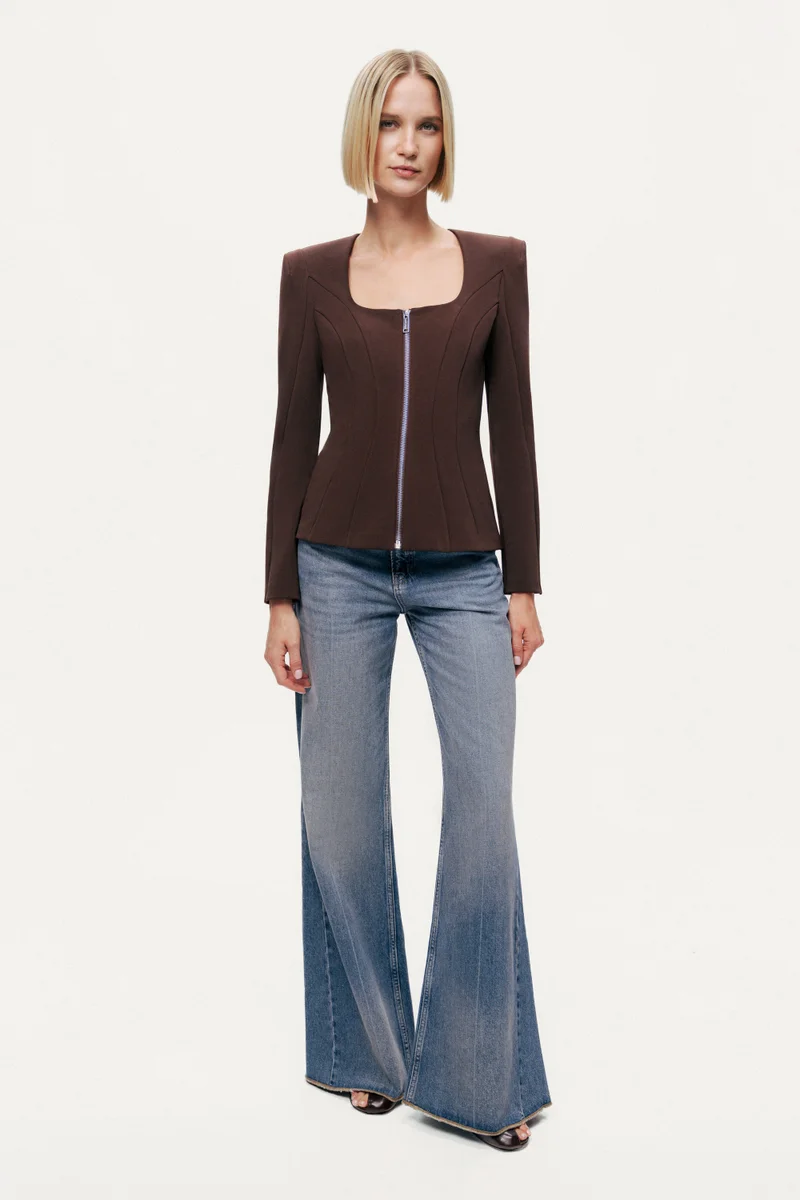 Nocturne Zip-Front Structured Top