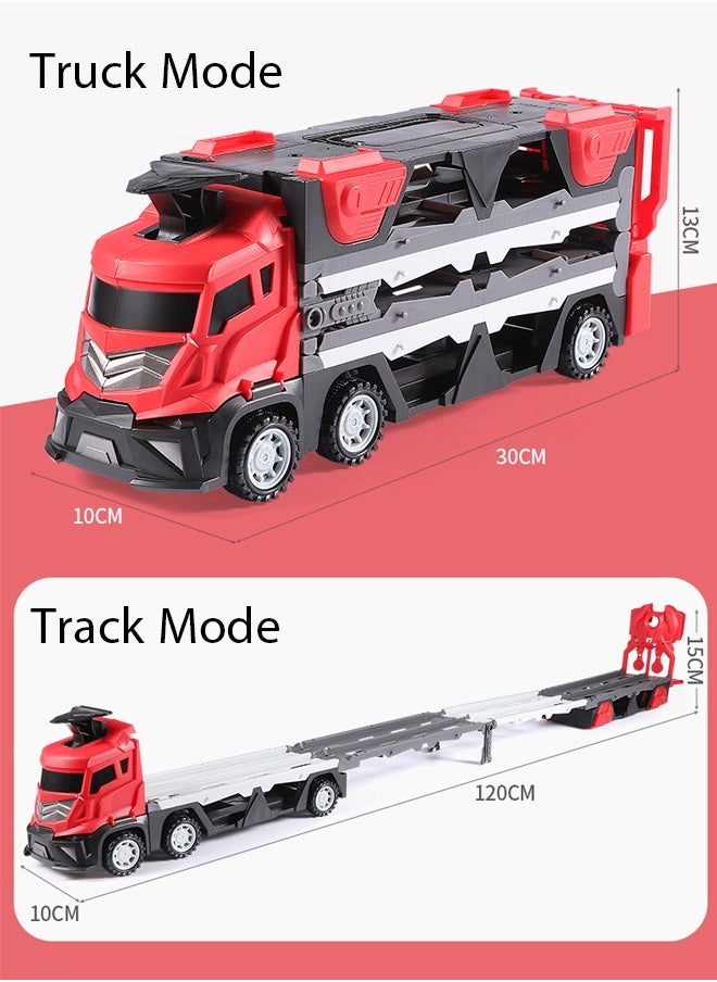 Quivlox Toddler Toys for 3 4 5 6 Years Old Boys, With Music Die-Cast Transport Truck Car Toys 48-Inch Race Track for Boys Kids, Toddler Car Toys Track Set for Kids Boys Girls  - Image 2