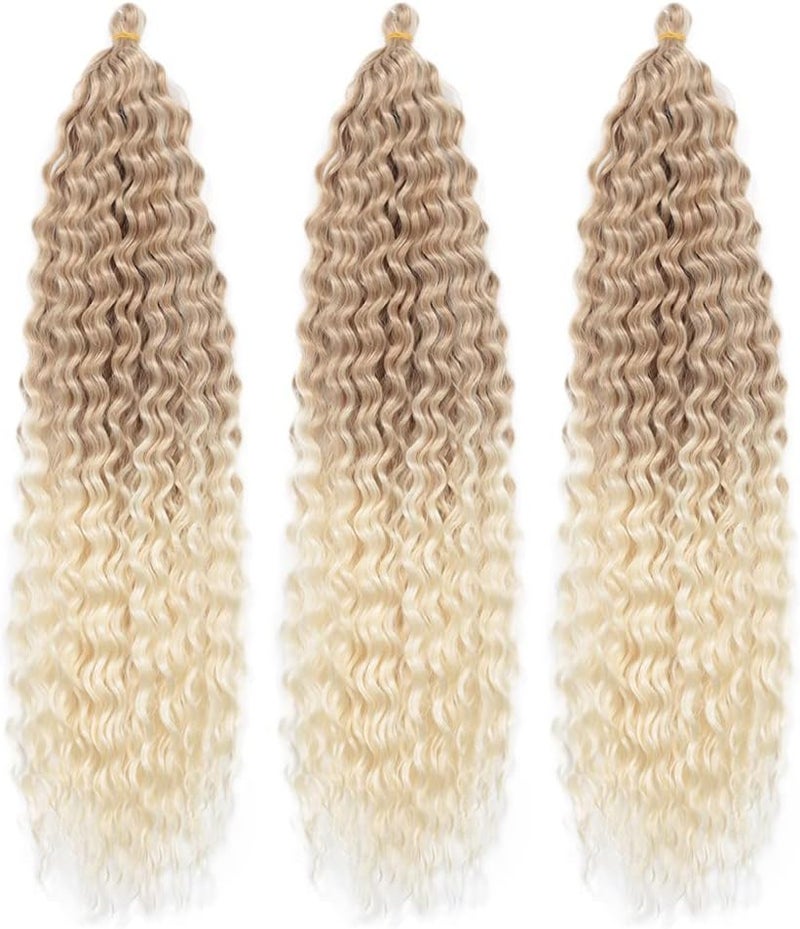 DSOAR Deep Twist Crochet Hair Hair Bundles Water Wave Synthetic Hair Extension Curly Braiding Ombre Curl Braiding Hairpiece, 22 Inch 3 Packs 27/613# - Image 2