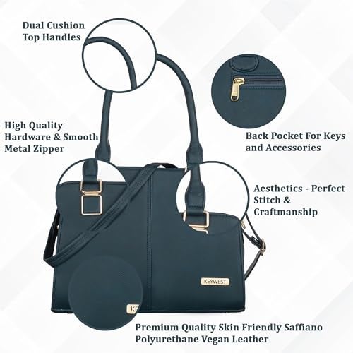 Keywest Women's Arlington Satchel Tote Handbag for Women | Ladies purse | Stylish Shoulder Bag | Gift For Woman | Blue - Image 2