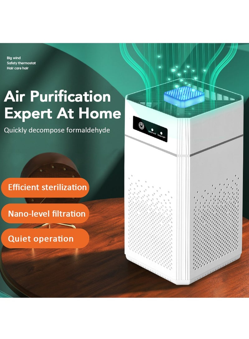 منقي الهواء، جهاز تعقيم الهواء الذكي المحمول، معقم مولد الأوزون بالأيونات السالبة المدمجة، مزيل الروائح الكريهة منخفض الضوضاء للحمام وغرفة النوم والمكتب، (1 قطعة، نوع USB أبيض) - Image 2