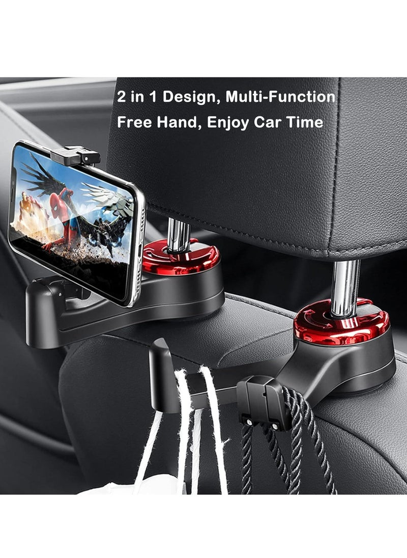 Oasisgalore 2 in 1 Car backseat Headrest Hidden Hook with Phone Holder, Vehicle Car Backseat Headrest Hanger Storage Organizer(Silver-2 Pack)  - Image 4