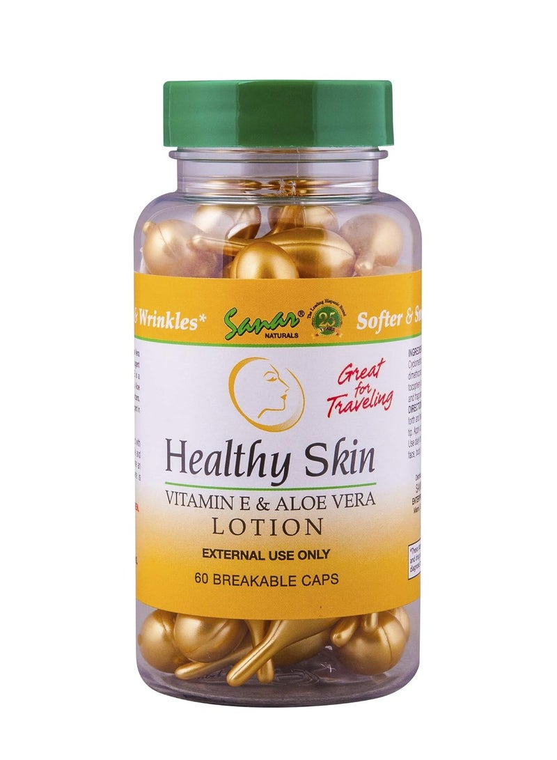 Sanar Naturals Sanar Naturals Healthy Skin Vitamin E and Aloe Vera Moisturizer Ampoules - Body Lotion for Dry Skin, Face, Hands - Travel Size Serum for Women and Men, 60 Capsules - Image 1