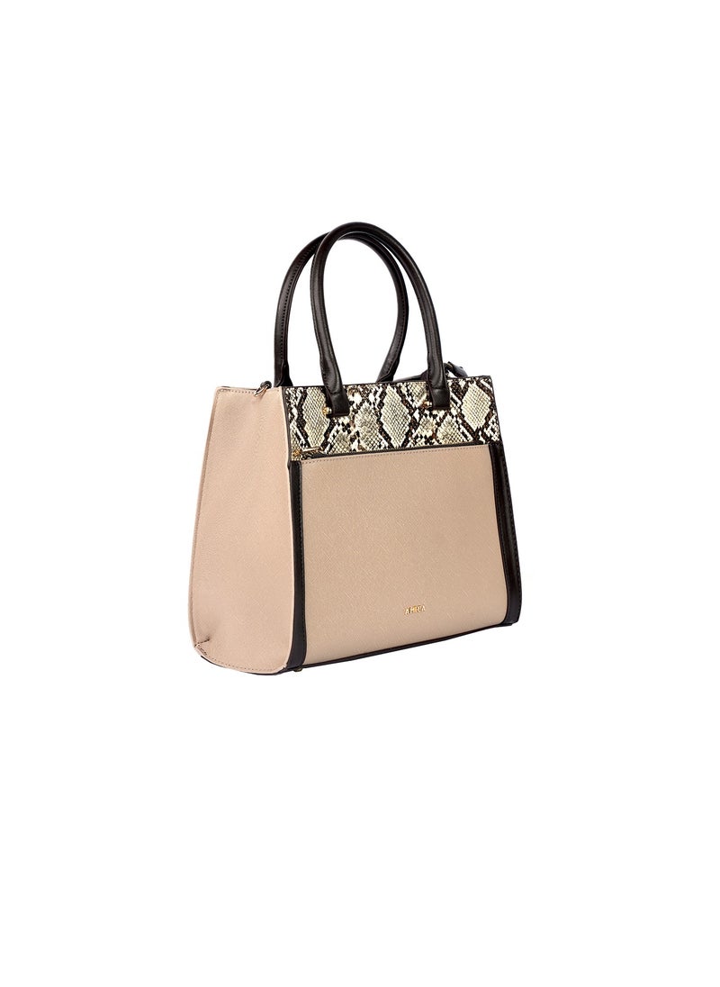 AMICA - Valerie Ladies Leather Satchel Handbag Reptile Printed - Image 1