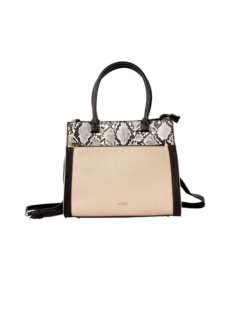 AMICA - Valerie Ladies Leather Satchel Handbag Reptile Printed - Image 1