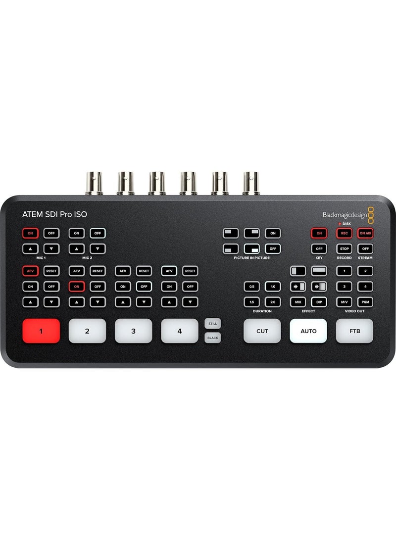 بلاك ماجيك ديزاين ATEM SDI Pro ISO – جهاز تبديل إنتاج مباشر بـ 4 مداخل 3G-SDI مع تسجيل ISO، عرض متعدد، وبث RTMP - Image 1