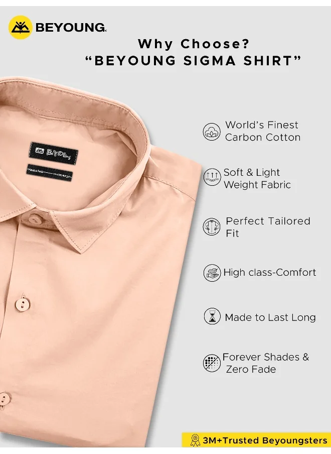 Beyoung Peach - Cotton Solid Shirts For Men
