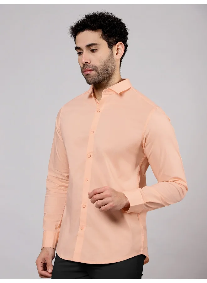 Beyoung Peach - Cotton Solid Shirts For Men