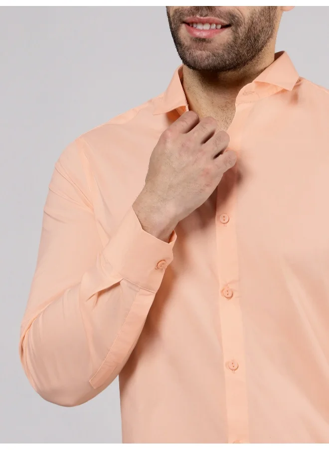 Beyoung Peach - Cotton Solid Shirts For Men