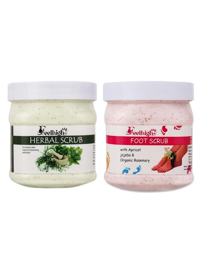 FEELHIGH سكراب عشبي يساعد على ترطيب البشرة غني بمقشر تنظيف طبيعي 500 مل وسكراب للقدمين 500 جرام للرجال والنساء - Image 1