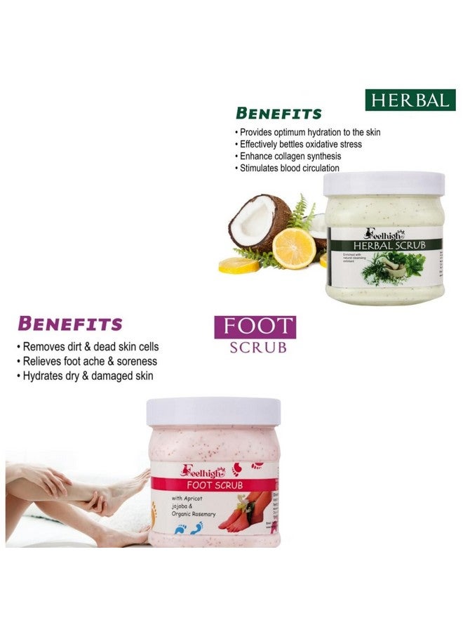 FEELHIGH سكراب عشبي يساعد على ترطيب البشرة غني بمقشر تنظيف طبيعي 500 مل وسكراب للقدمين 500 جرام للرجال والنساء - Image 2