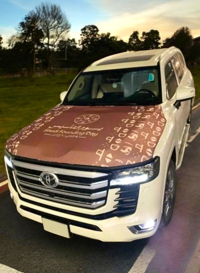 Toy Box Car Flag Foundation Day Flag on Car Easy to Install Fabric Rubber for Car Hood Cover for Foundation Day Saudi Arabia Large Size Suitable for All Cars  - Image 2