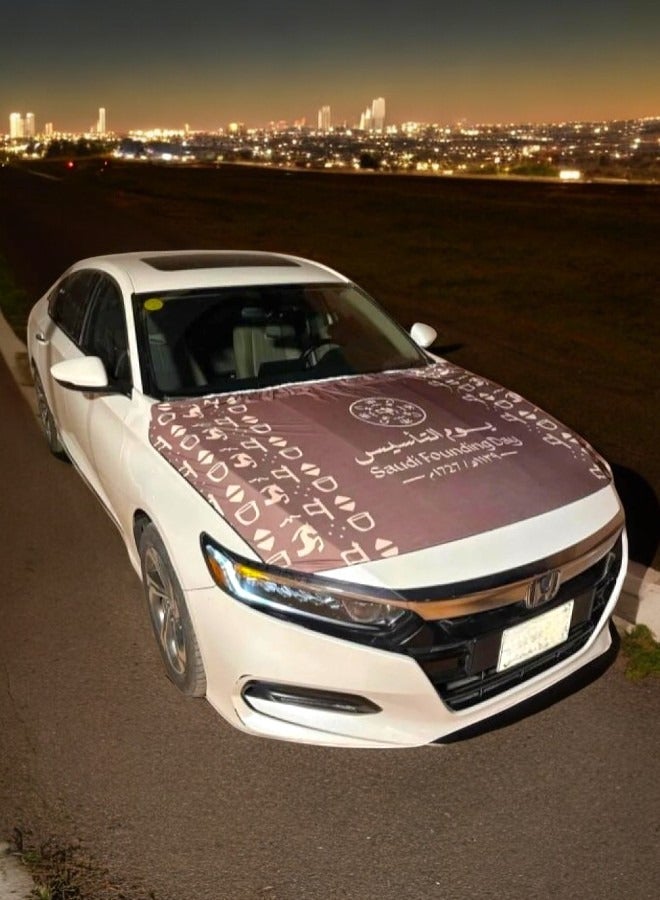 Toy Box Car Flag Foundation Day Flag on Car Easy to Install Fabric Rubber for Car Hood Cover for Foundation Day Saudi Arabia Large Size Suitable for All Cars  - Image 3