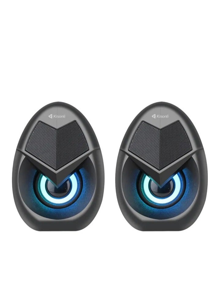 Kisonli Portable Speaker Mobil & Computer Music (RGB), USB DC5V AUX Cable, 6W, Colorful Lights, Good Quality, Model L-1060 - Image 4