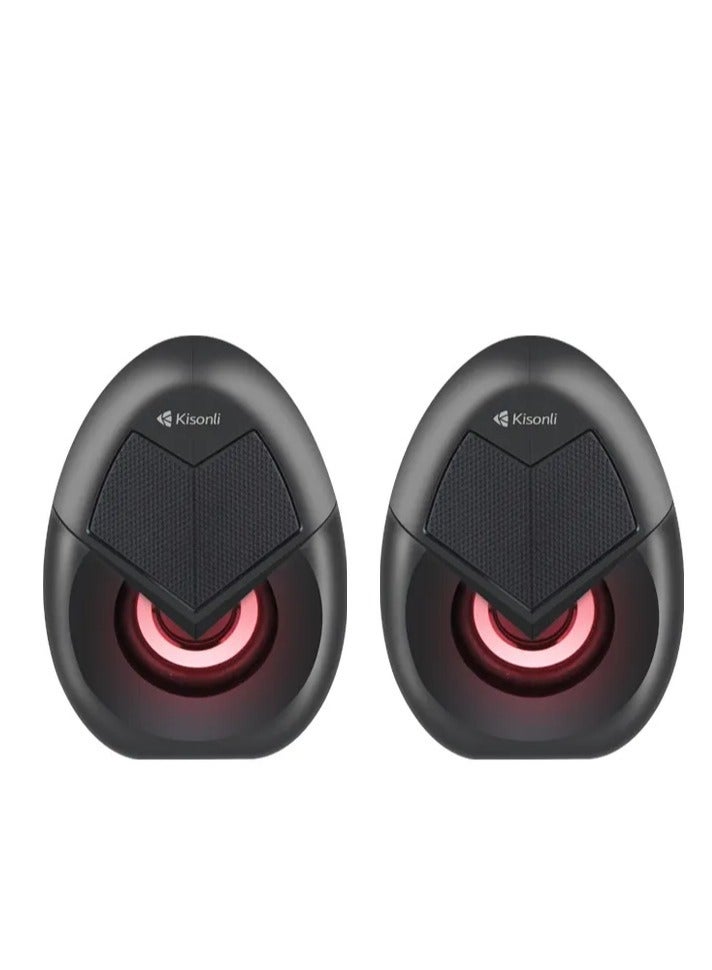 Kisonli Portable Speaker Mobil & Computer Music (RGB), USB DC5V AUX Cable, 6W, Colorful Lights, Good Quality, Model L-1060 - Image 5