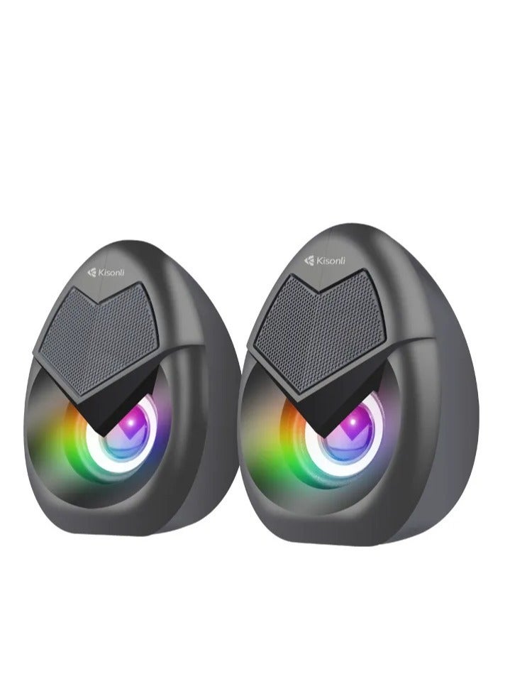 Kisonli Portable Speaker Mobil & Computer Music (RGB), USB DC5V AUX Cable, 6W, Colorful Lights, Good Quality, Model L-1060 - Image 1