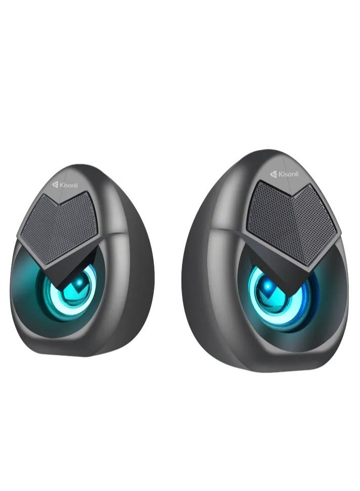 Kisonli Portable Speaker Mobil & Computer Music (RGB), USB DC5V AUX Cable, 6W, Colorful Lights, Good Quality, Model L-1060 - Image 2