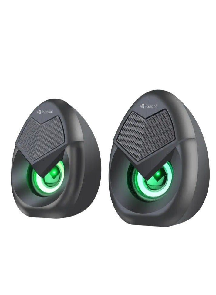 Kisonli Portable Speaker Mobil & Computer Music (RGB), USB DC5V AUX Cable, 6W, Colorful Lights, Good Quality, Model L-1060 - Image 3